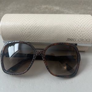 Jimmy Choo dark brown tortoiseshell texture sunglasses